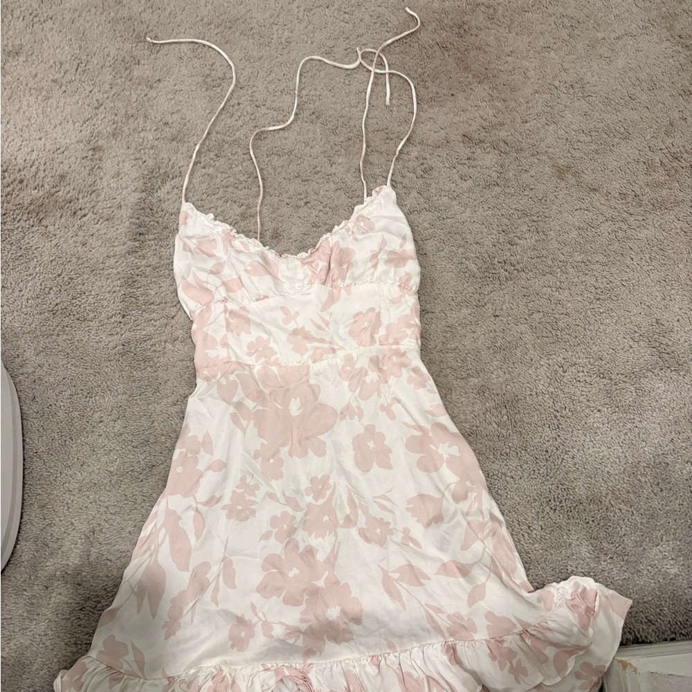Floral Pink and White Mini Dress